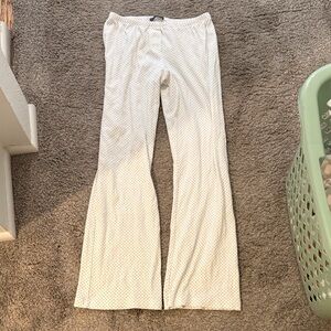 Brandy Melville White Polka Dot Flared Track Pants